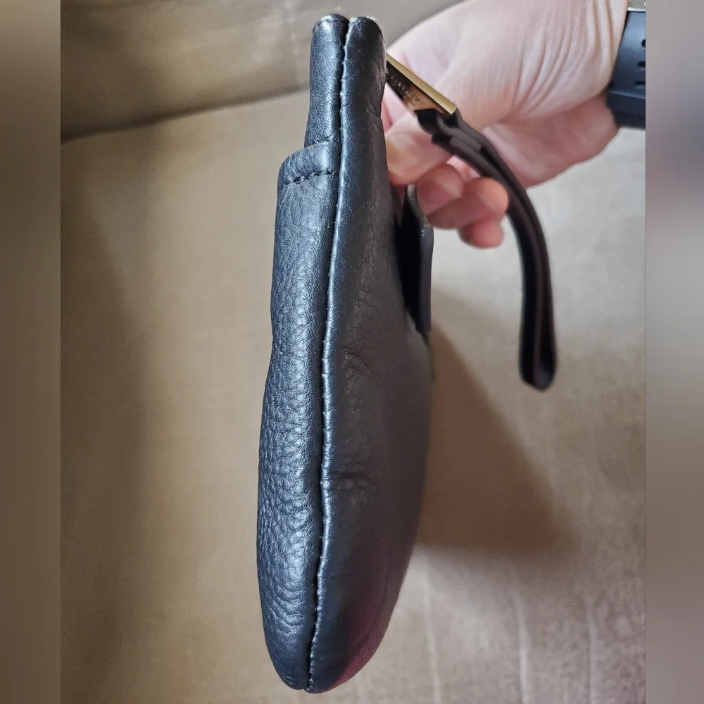 Aimee Kestenberg Wristlet and Clutch Black Leather with Zipper Closure